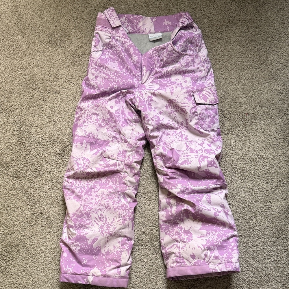 Kids Purple Floral Snow Pants